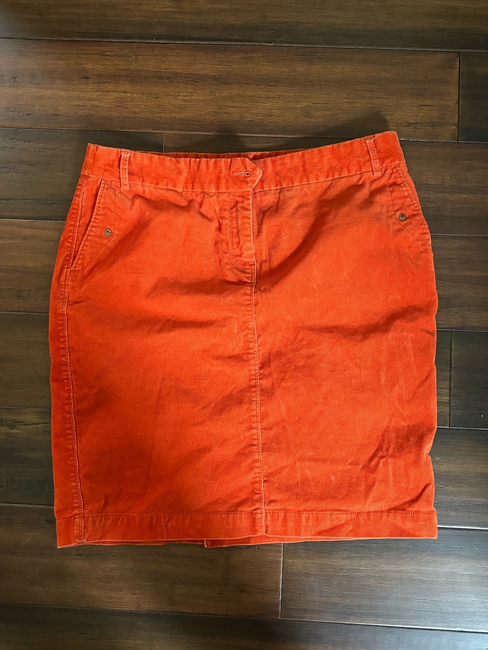 Orange Corduroy Midi Skirt